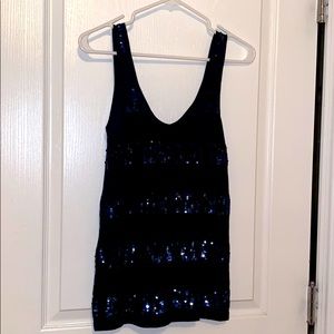 J Crew navy sequin striped tank size extra small